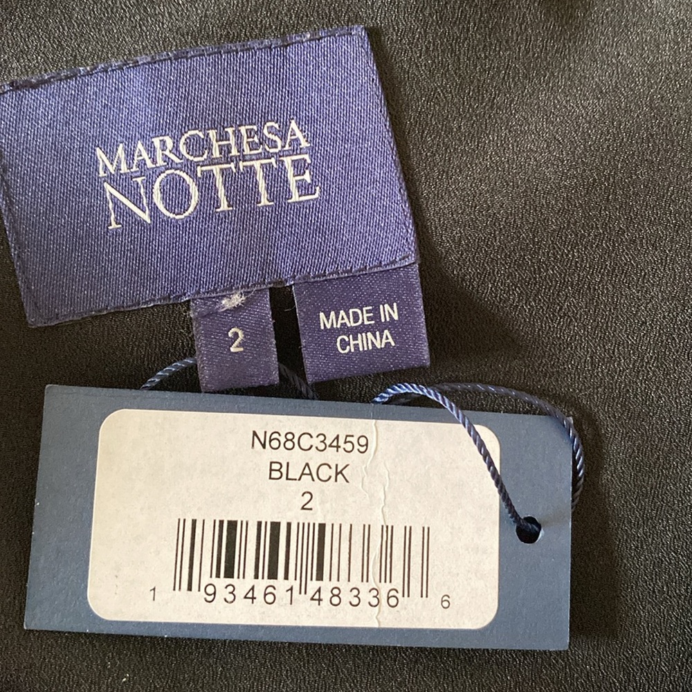 Marchesa Notte Elegant Black One-Shoulder Cocktail Dress sz 2 - Picture 2 of 5